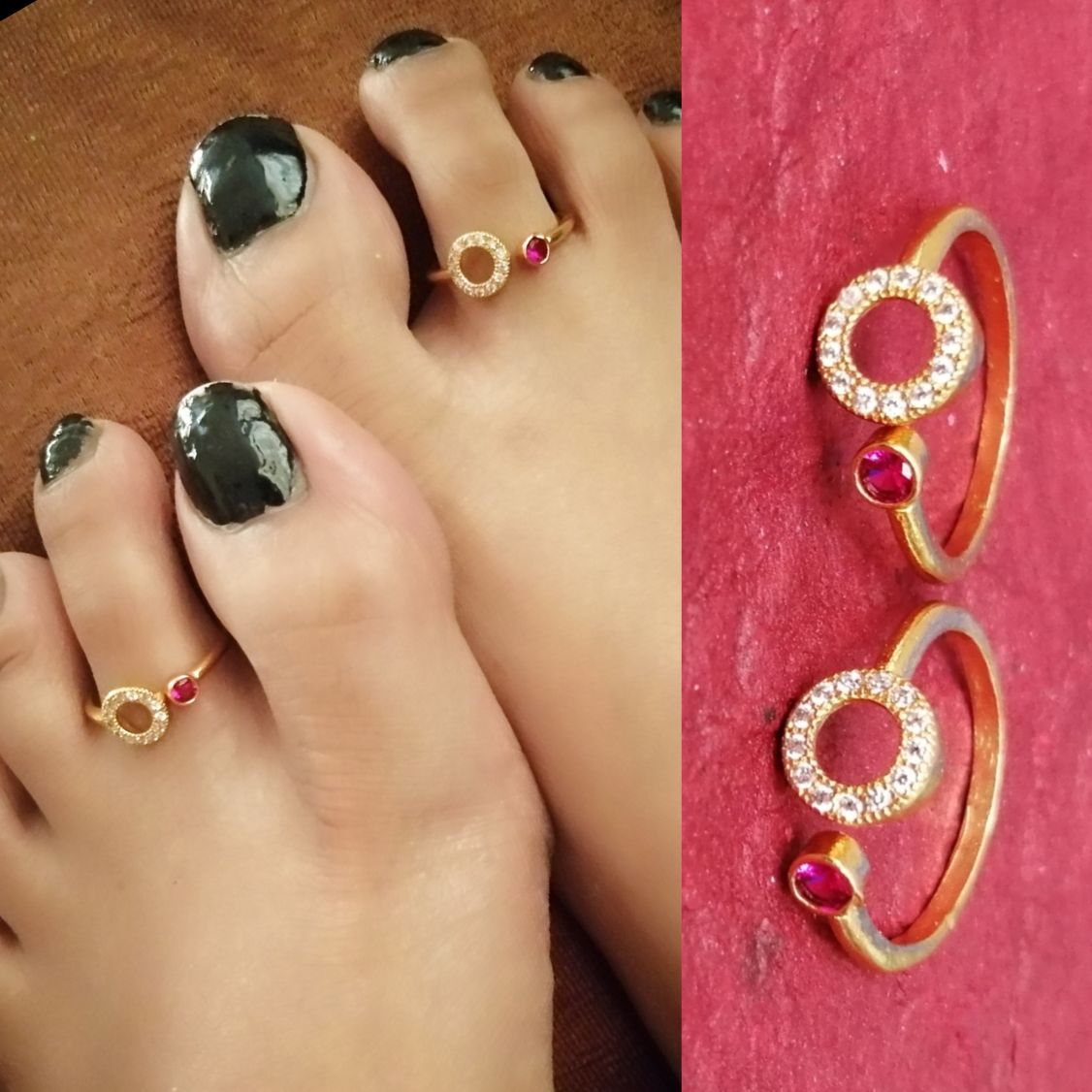 Round American Diamond Toe Rings - Abdesignsjewellery