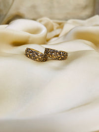 Thumbnail for Flower Pattern Gold Oxidised Toe Rings - Abdesignsjewellery