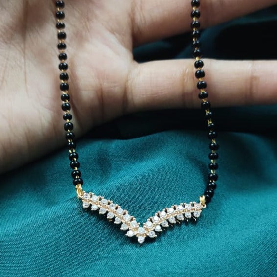 Divyanka Tripathi Wedding Inspired Premium Gold AD Stone Mangalsutra - Abdesignsjewellery