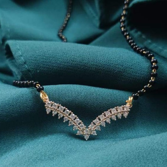 Divyanka Tripathi Wedding Inspired Premium Gold AD Stone Mangalsutra - Abdesignsjewellery