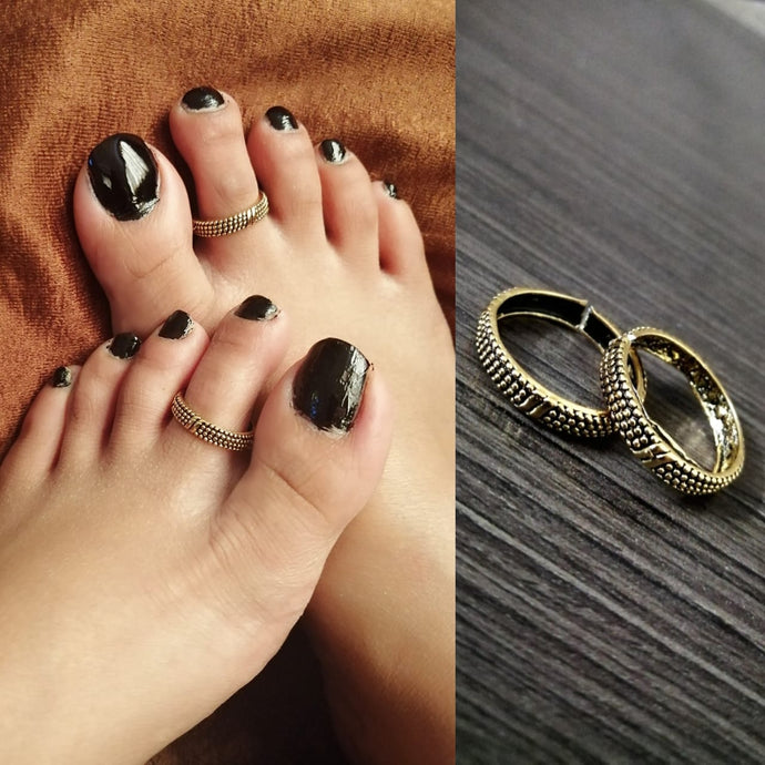 Simple Gold Oxidised Toe Rings – Abdesignsjewellery