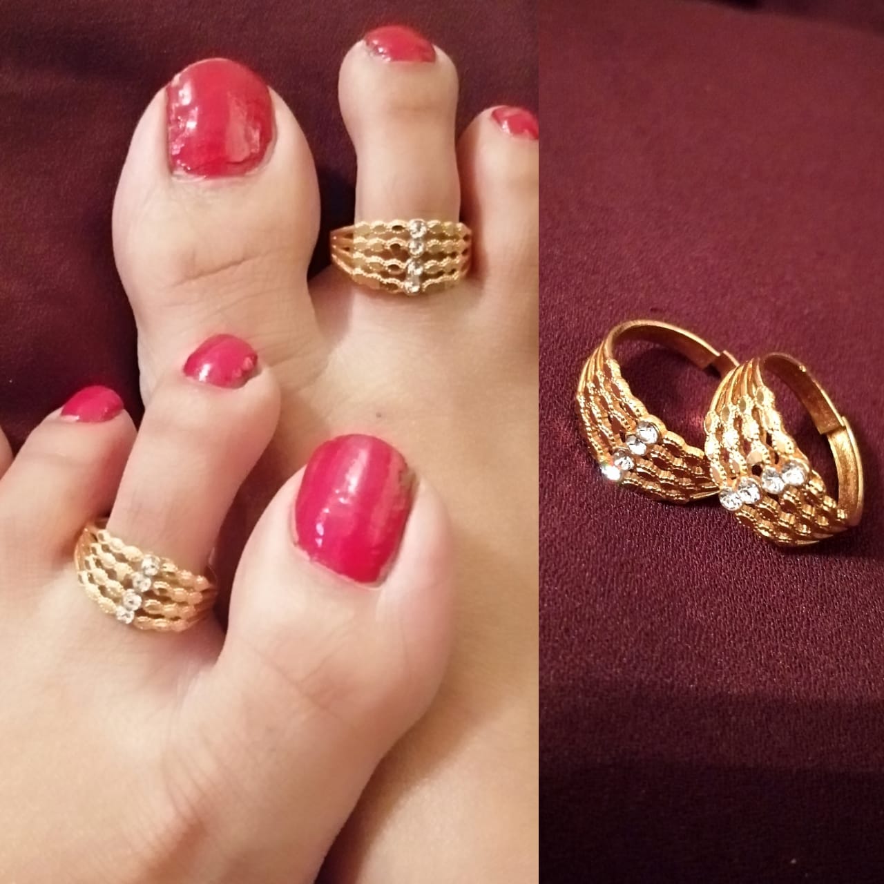 Super slim dailywear gold toe rings - Disha - 4249374