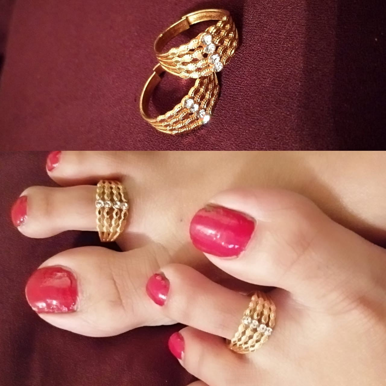 Diamond Enggraved Gold Toe Rings - Abdesignsjewellery