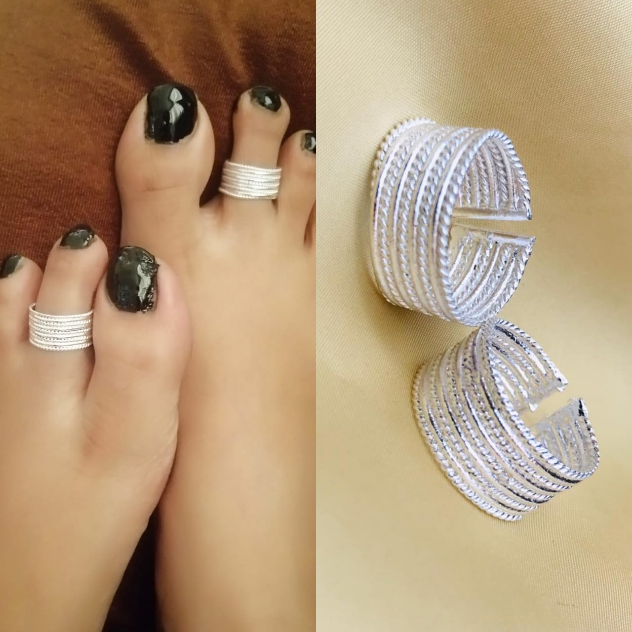Buy adjustable solid indian bichua bichiya real silver toe rings pair for  girls | Toe rings, Silver toe rings, Gold rings fashion