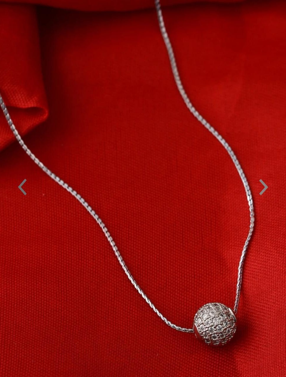 Silver Dailywear Round Pendent & Chain - Abdesignsjewellery