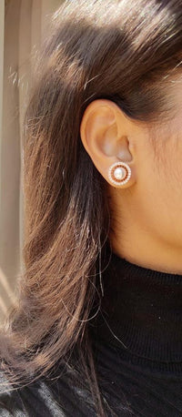 Thumbnail for Pearl American Diamond Stud Earring - Abdesignsjewellery