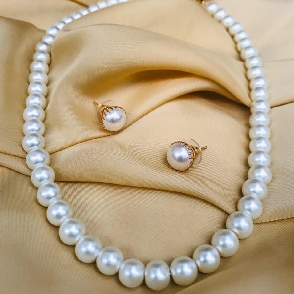 Baroque Pearl Necklace Set With Earrings