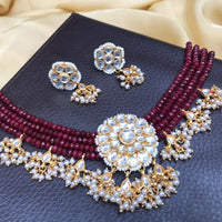 Thumbnail for Onyx Maroon Beaded Choker Necklace