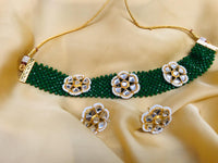 Thumbnail for Green Kundan Beaded Choker Necklace - Abdesignsjewellery
