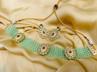 Thumbnail for Antique Pista Kundan Choker Necklace - Abdesignsjewellery