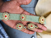 Thumbnail for Antique Pista Kundan Choker Necklace - Abdesignsjewellery