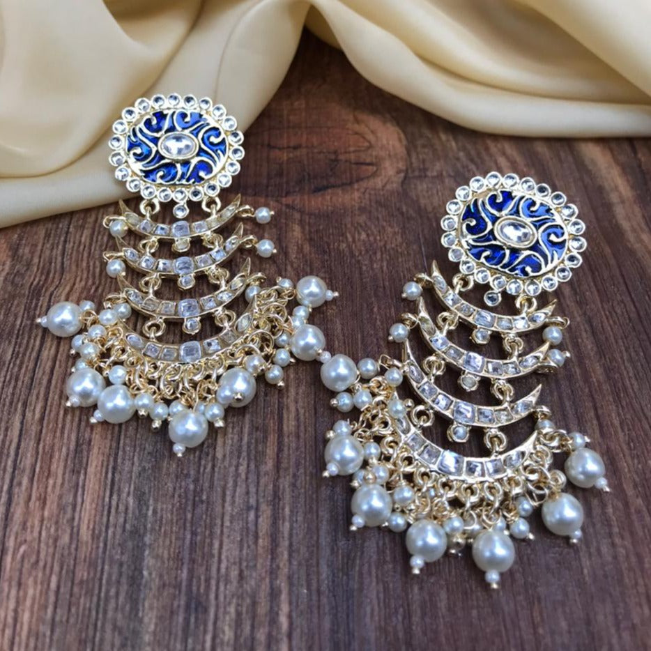 Blue Kundan Earrings Ruby Earrings - Abdesignsjewellery