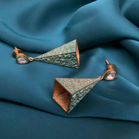 Thumbnail for HandCraft Green Pyramid Design Earrings