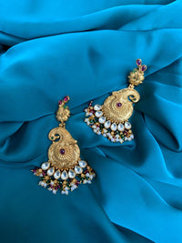 Thumbnail for Colorfull Multi Peacock Kundan Earring