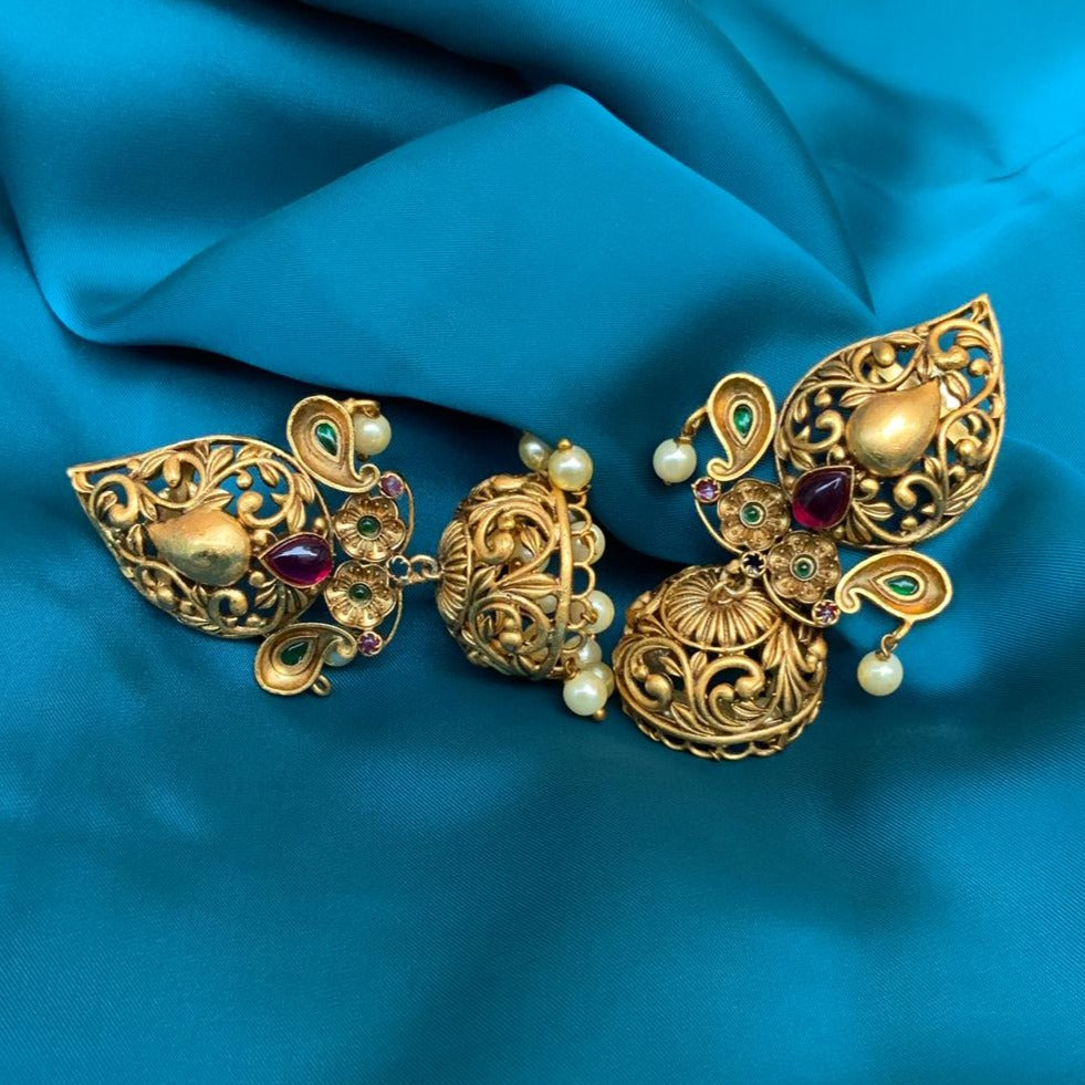 Gold-Beautiful Keri Shape Kundan Earrings For Women