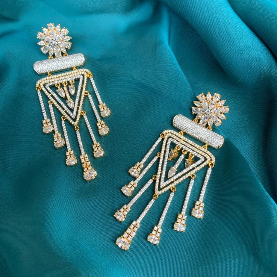 Attractive American Diamonds Triangle Shape Earrings - Abdesignsjewellery