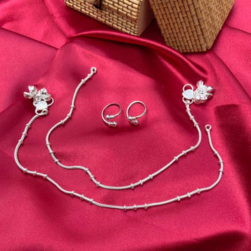 Premium Look Silver Anklet Toerings Combo Jewellery
