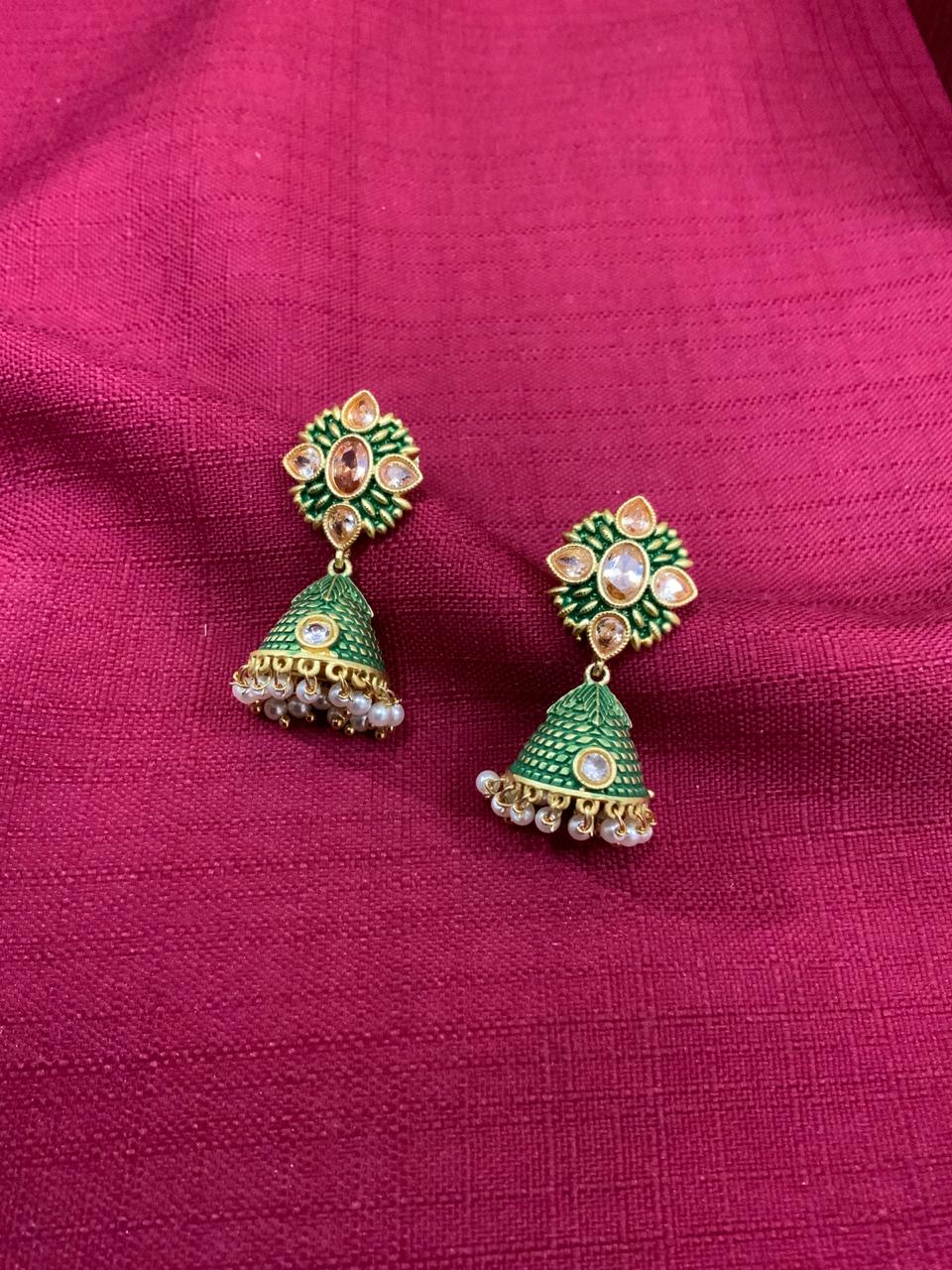 Magnificent Green Meenakari Earring