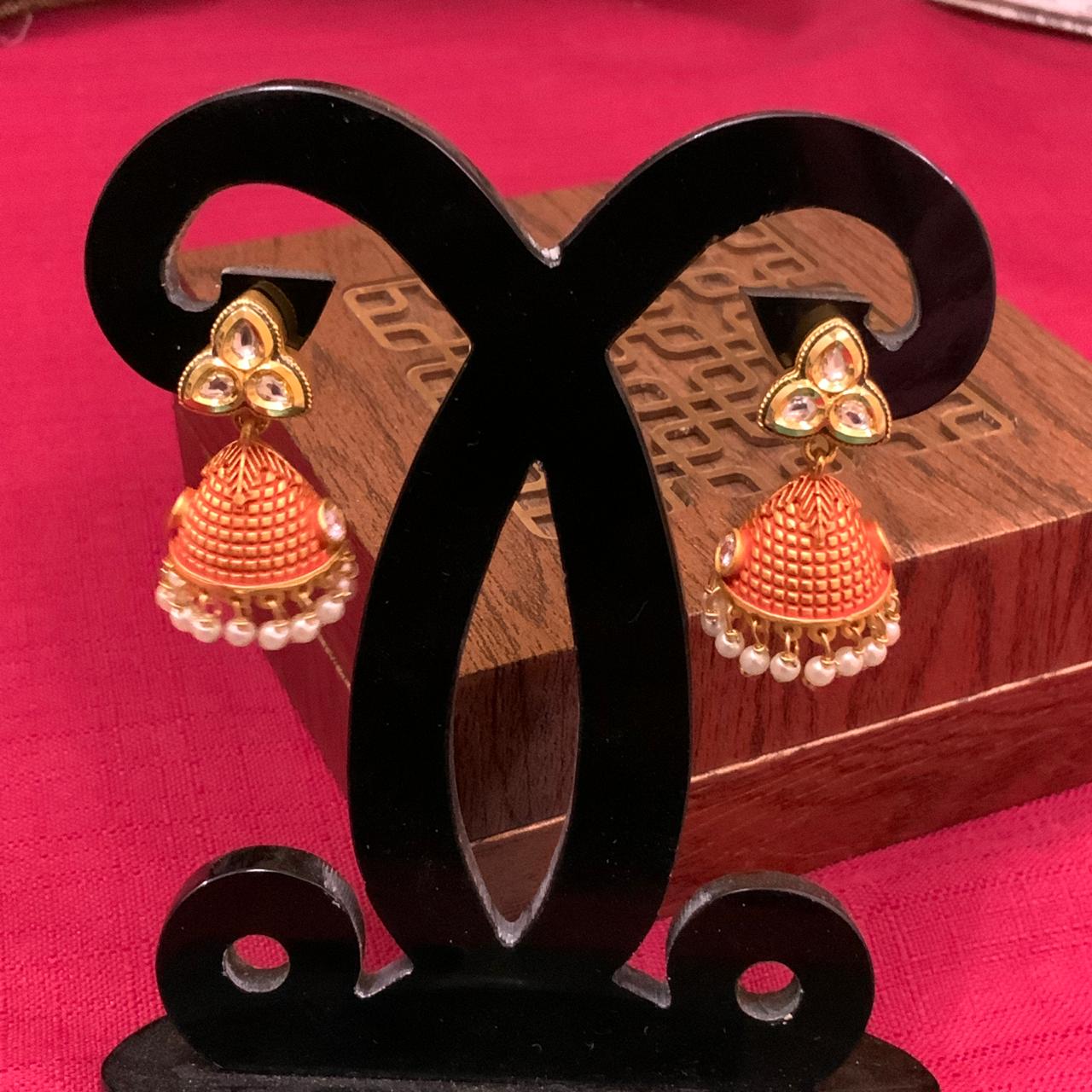 Outstanding Orange Meenakari  Earring