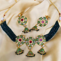 Thumbnail for Green Antique Kundan Necklace Set