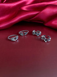 Thumbnail for Beautiful Silver Oxidized 2 Pairs Toe Rings Combo - Abdesignsjewellery