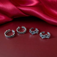Thumbnail for Floral German Silver 2 Toe Rings Combo - Abdesignsjewellery