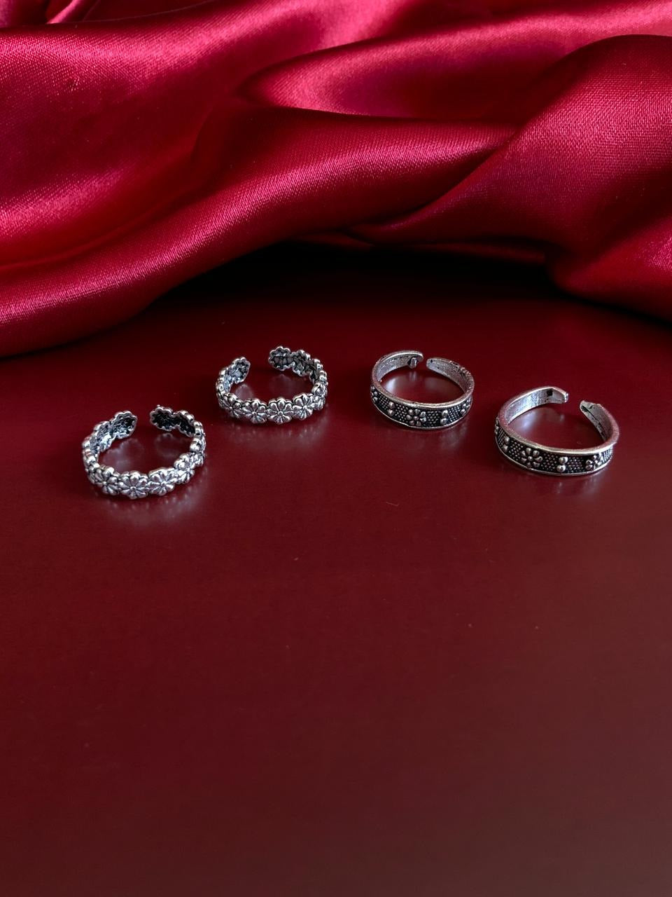 Stylish Adjustable German Silver 2 Toe Rings Combo - Abdesignsjewellery