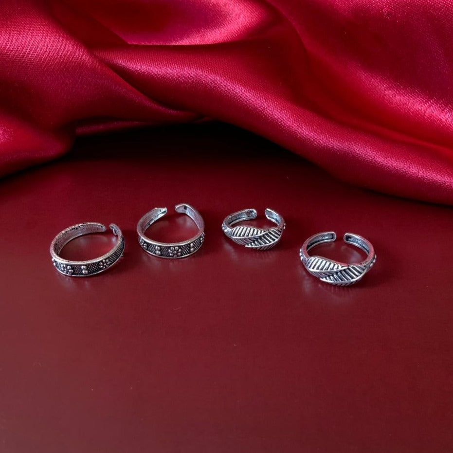 Adjustable German Silver 2 Toe Rings Combo - Abdesignsjewellery