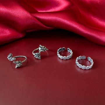 New Stylish Adjustable German Silver 2 Toe Rings Combo
