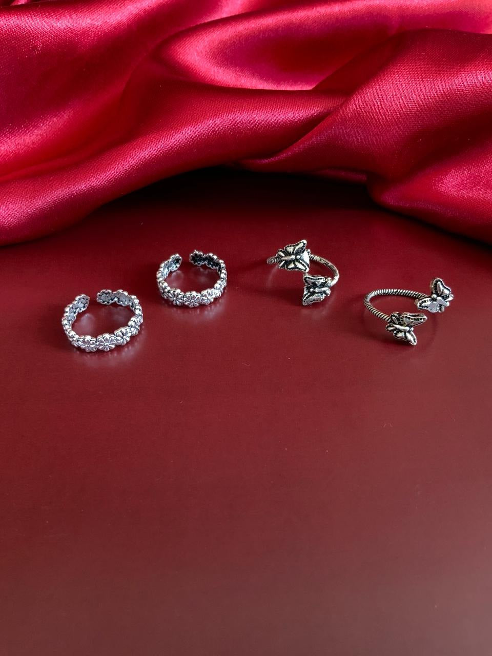 New Stylish Adjustable German Silver 2 Toe Rings Combo