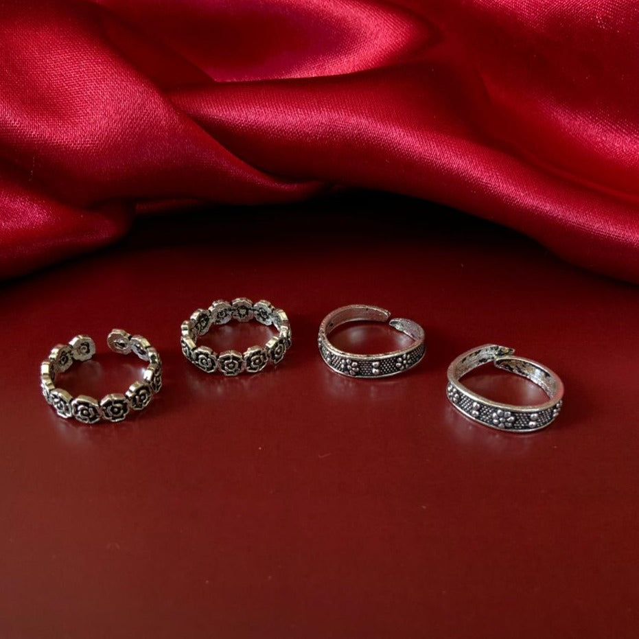 Stylish Adjustable German Silver 2 Toe Rings Combo - Abdesignsjewellery