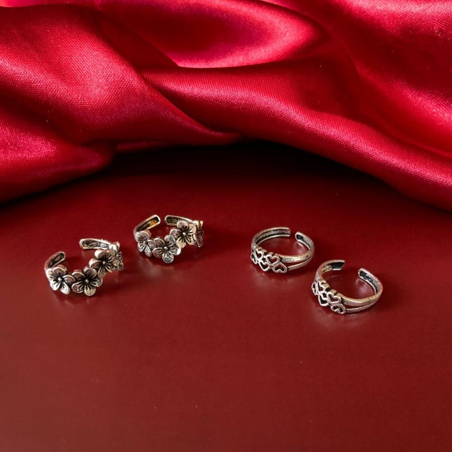 Oxidised German Silver 2 Toe Rings Combo