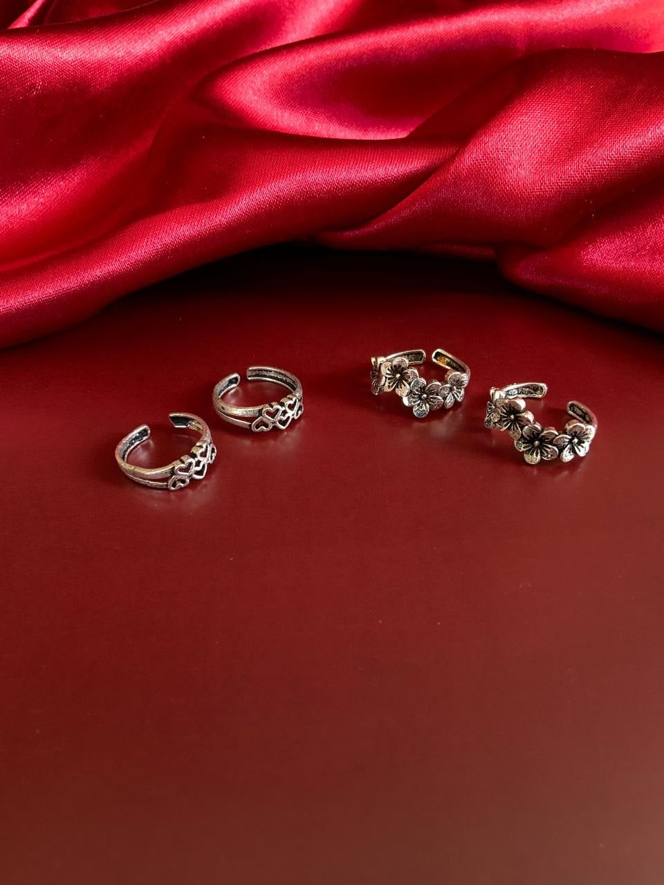 Oxidised German Silver 2 Toe Rings Combo