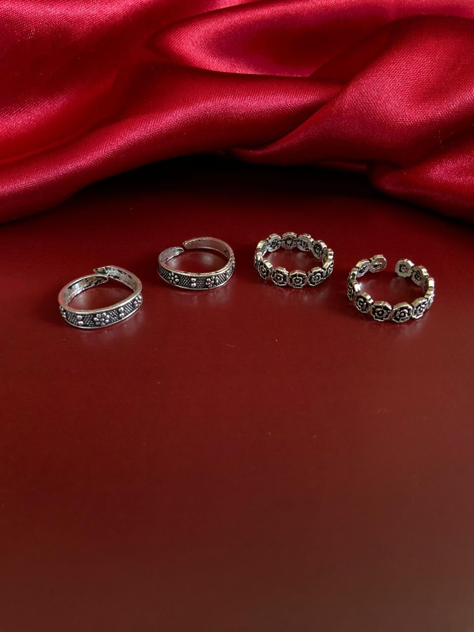 Stylish Adjustable German Silver 2 Toe Rings Combo - Abdesignsjewellery