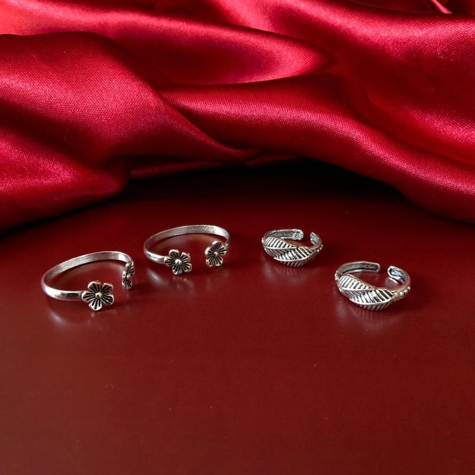 Stylish Adjustable German Silver 2 Toe Rings Combo - Abdesignsjewellery