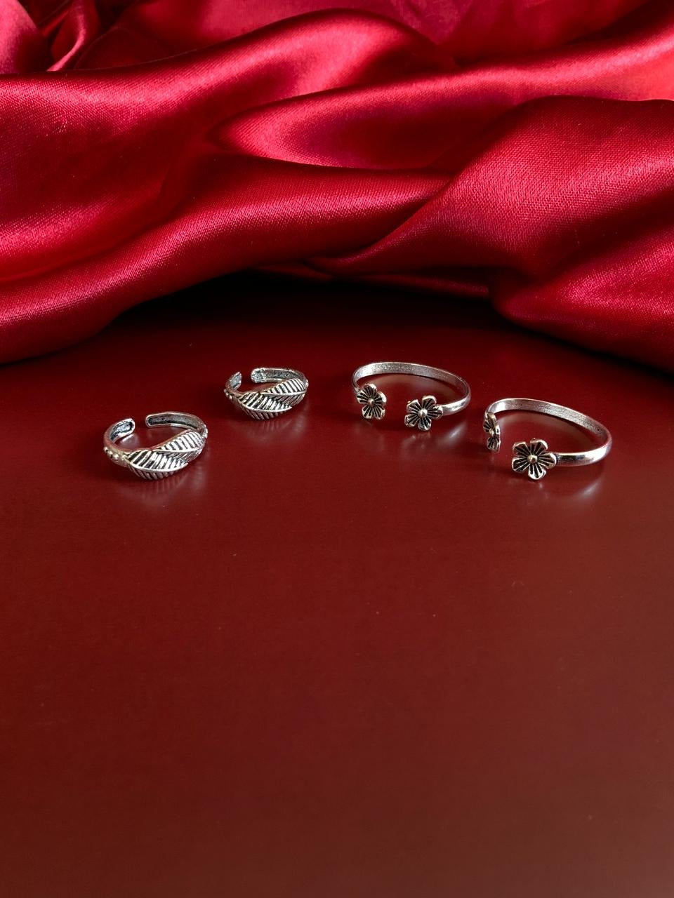 Stylish Adjustable German Silver 2 Toe Rings Combo - Abdesignsjewellery
