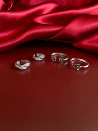 Thumbnail for Stylish Adjustable German Silver 2 Toe Rings Combo - Abdesignsjewellery