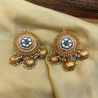 Thumbnail for Floral Inspired Kundan Blue Stone Earring