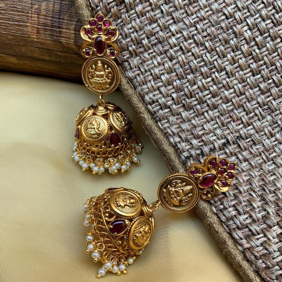 Gold tone Lakshmi coinMulla mottu Kerala style Necklace dj36843   dreamjwell