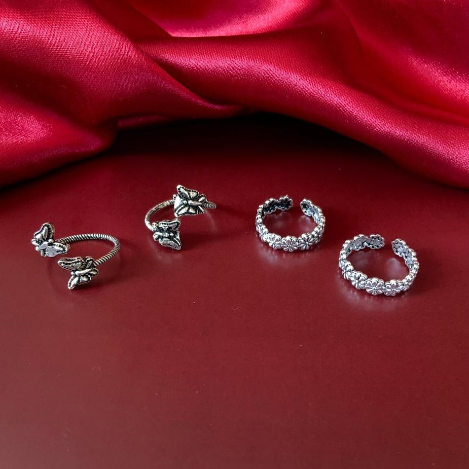 Adjustable German Silver 2 Toe Rings Combo - Abdesignsjewellery