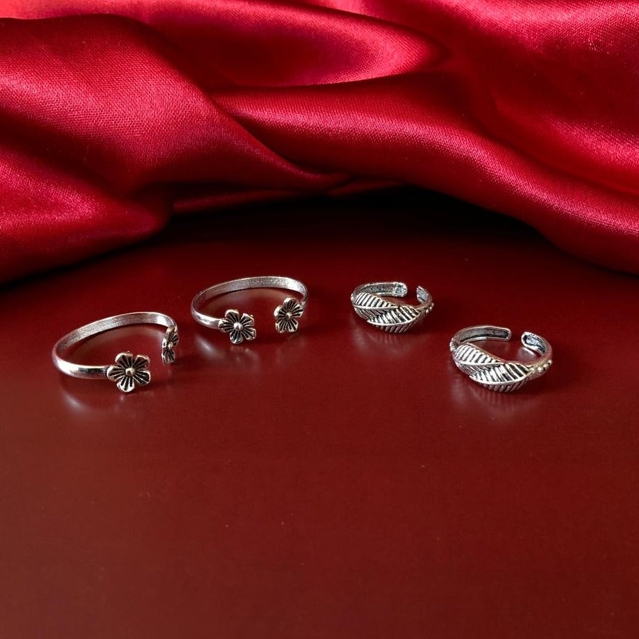 Adjustable German Silver 2 Toe Rings Combo - Abdesignsjewellery