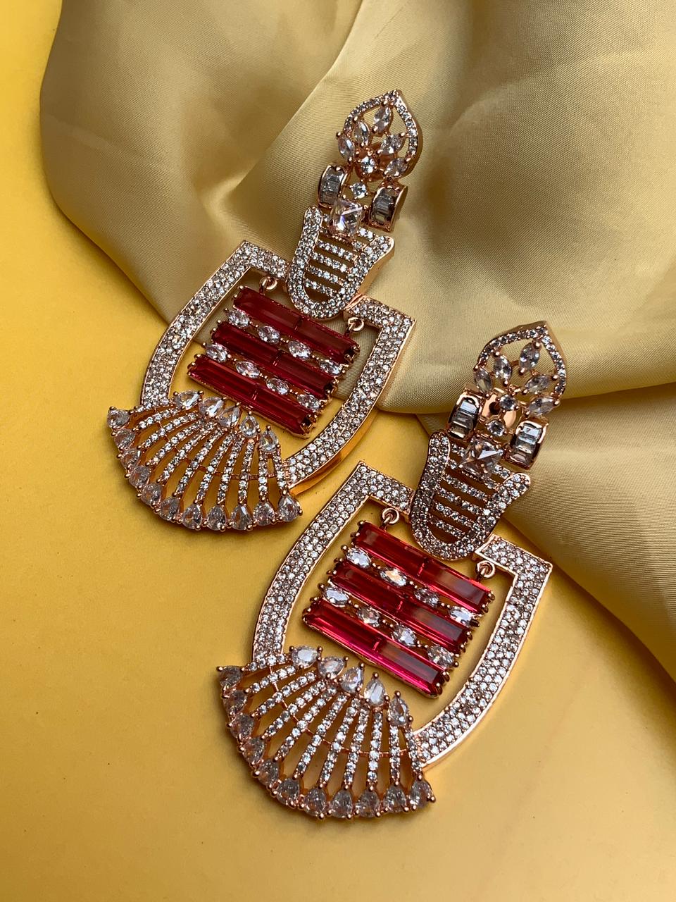 Elegant Rose Gold American Diamond Earrings - Abdesignsjewellery