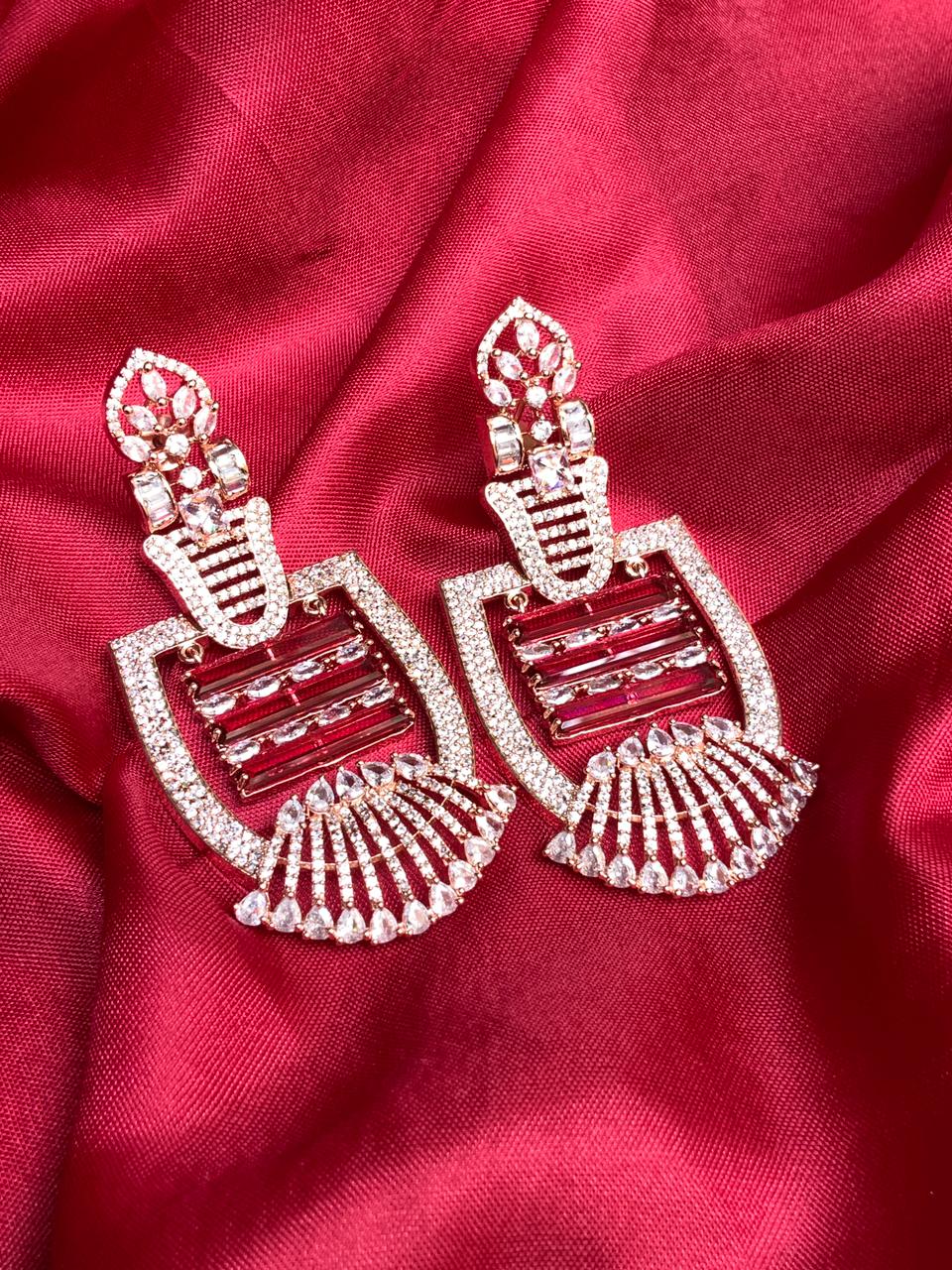 Elegant Rose Gold American Diamond Earrings - Abdesignsjewellery