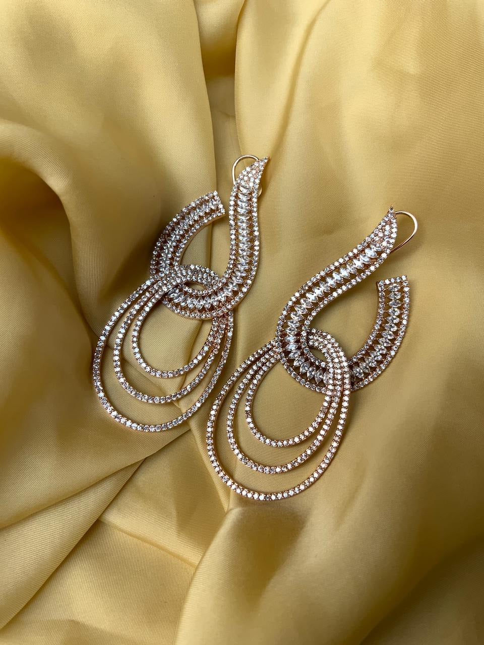 Pretty Rose Gold American Diamond Earrings