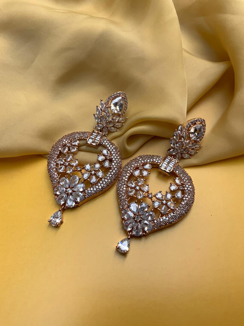 Sparkling Rose Gold American Diamond Earrings