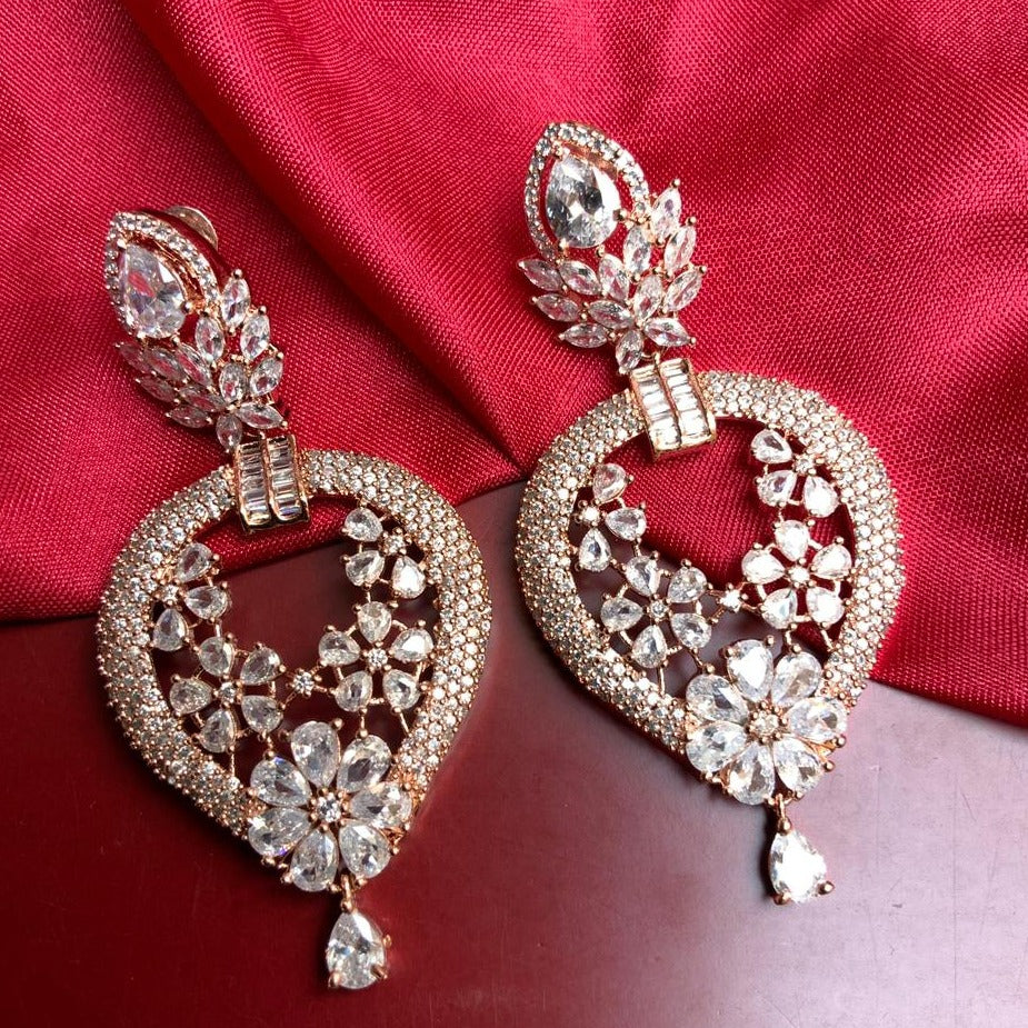 Sparkling Rose Gold American Diamond Earrings