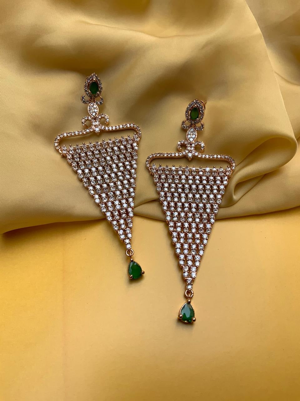 Sparkling Rose Gold American Diamond Earrings