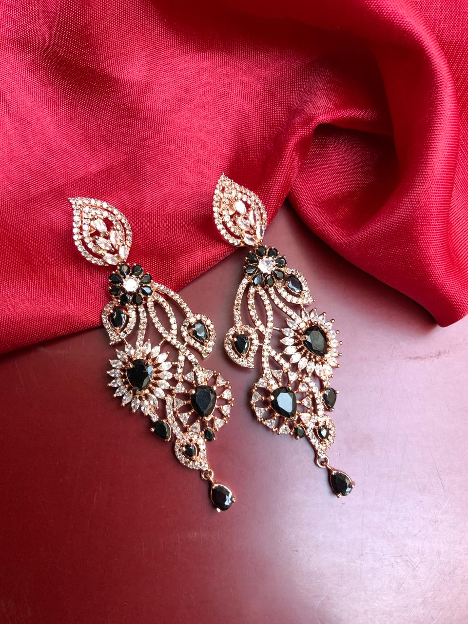 Beautiful Rose Gold American Diamond Earrings - Abdesignsjewellery