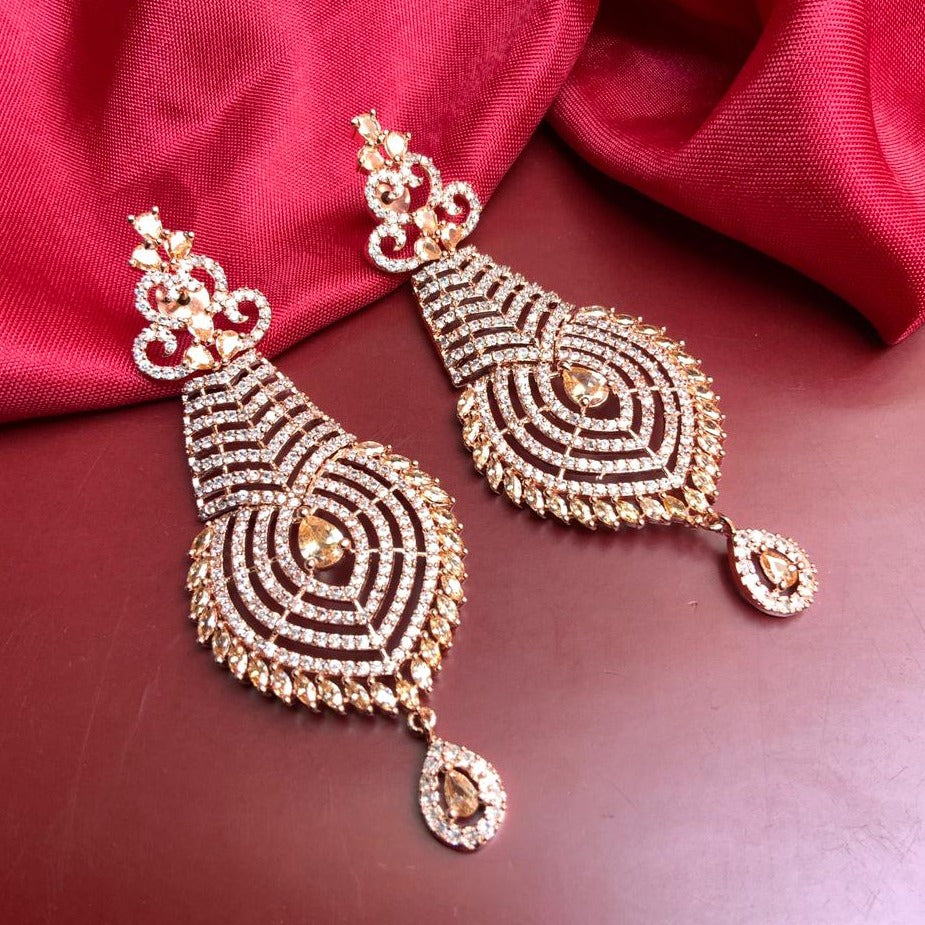 Elegant Rose Gold American Diamond Earrings - Abdesignsjewellery
