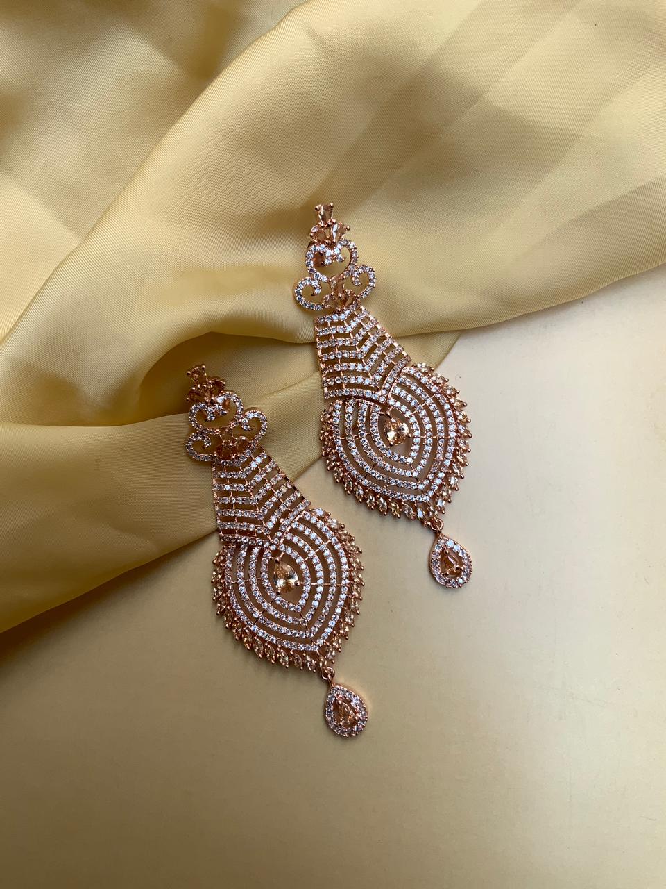 Elegant Rose Gold American Diamond Earrings
